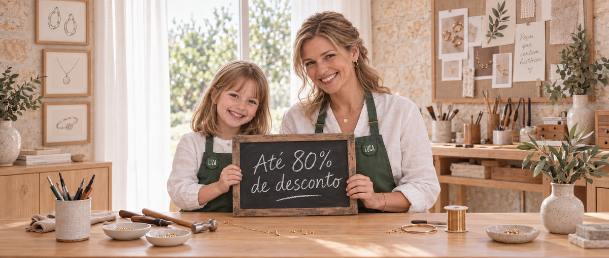 Luca e Liza no atelier com a promoção da coleção — imagem ilustrativa gerada por IA